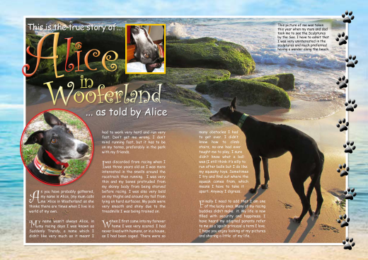 (This is the opening spread of Alice’s story for the Dog Diary, My Human Family – 4 more spreads followed)